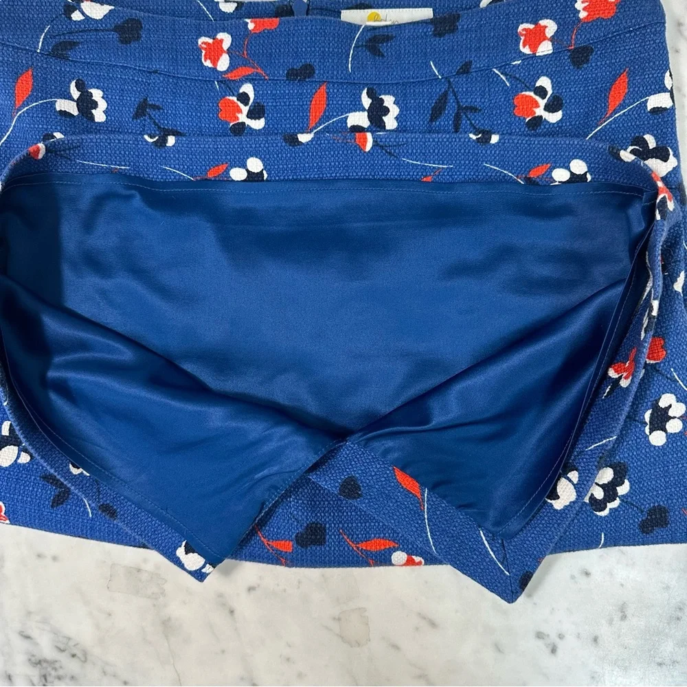 BODEN Skirt size 10R Martha Blue Red Pencil Floral Lined back vent - Picture 9 of 10